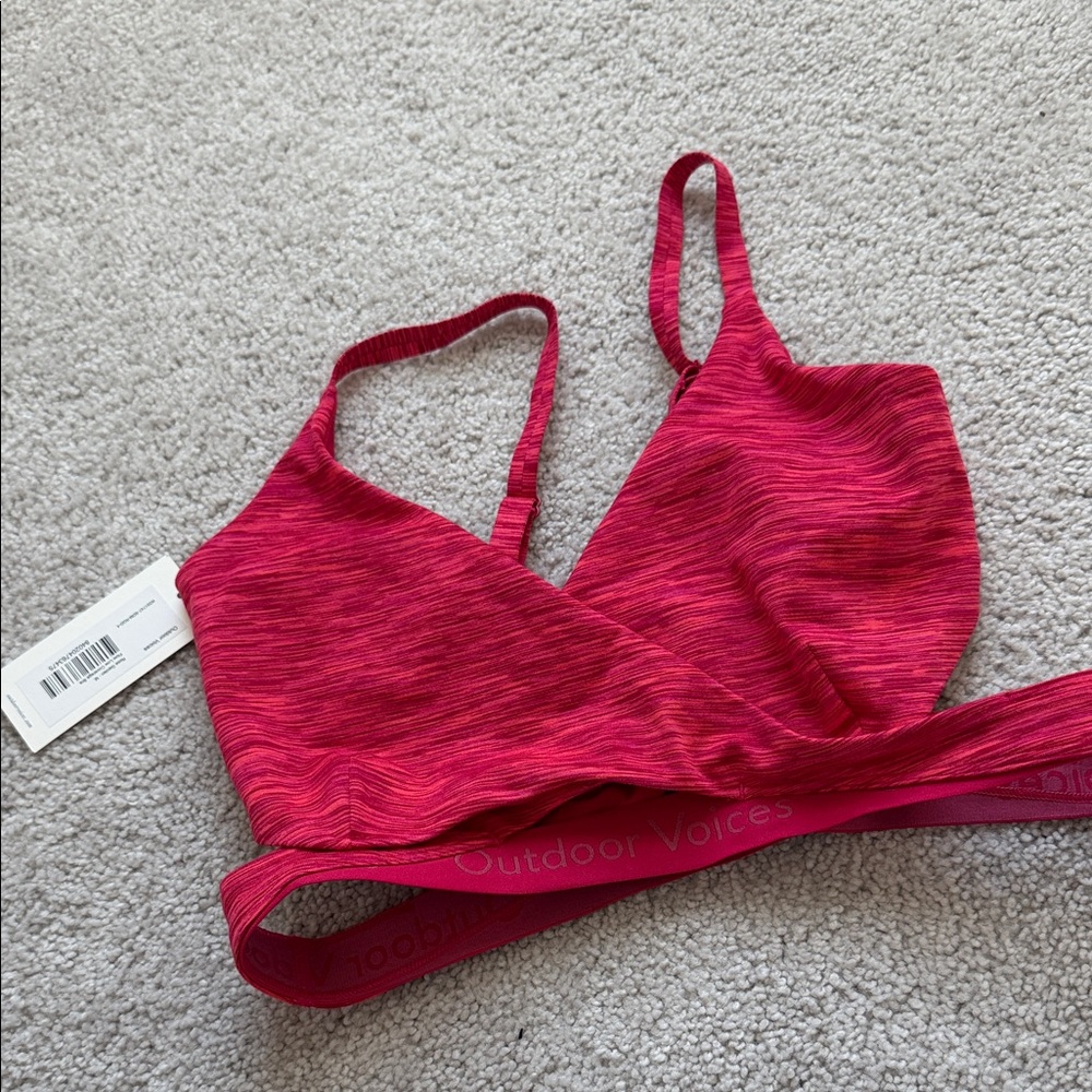 Outdoor Voices Pink Marled Bralette with Adjustable Straps